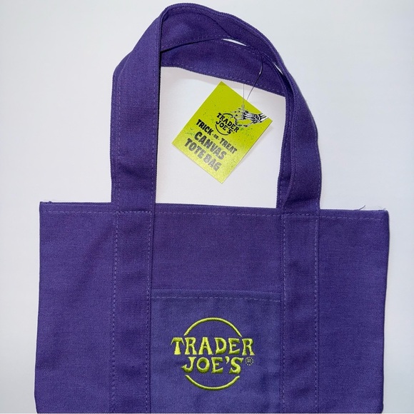 Trader Joe's Mini Purple Canvas Tote Bag - Halloween Collention - Picture 3 of 3